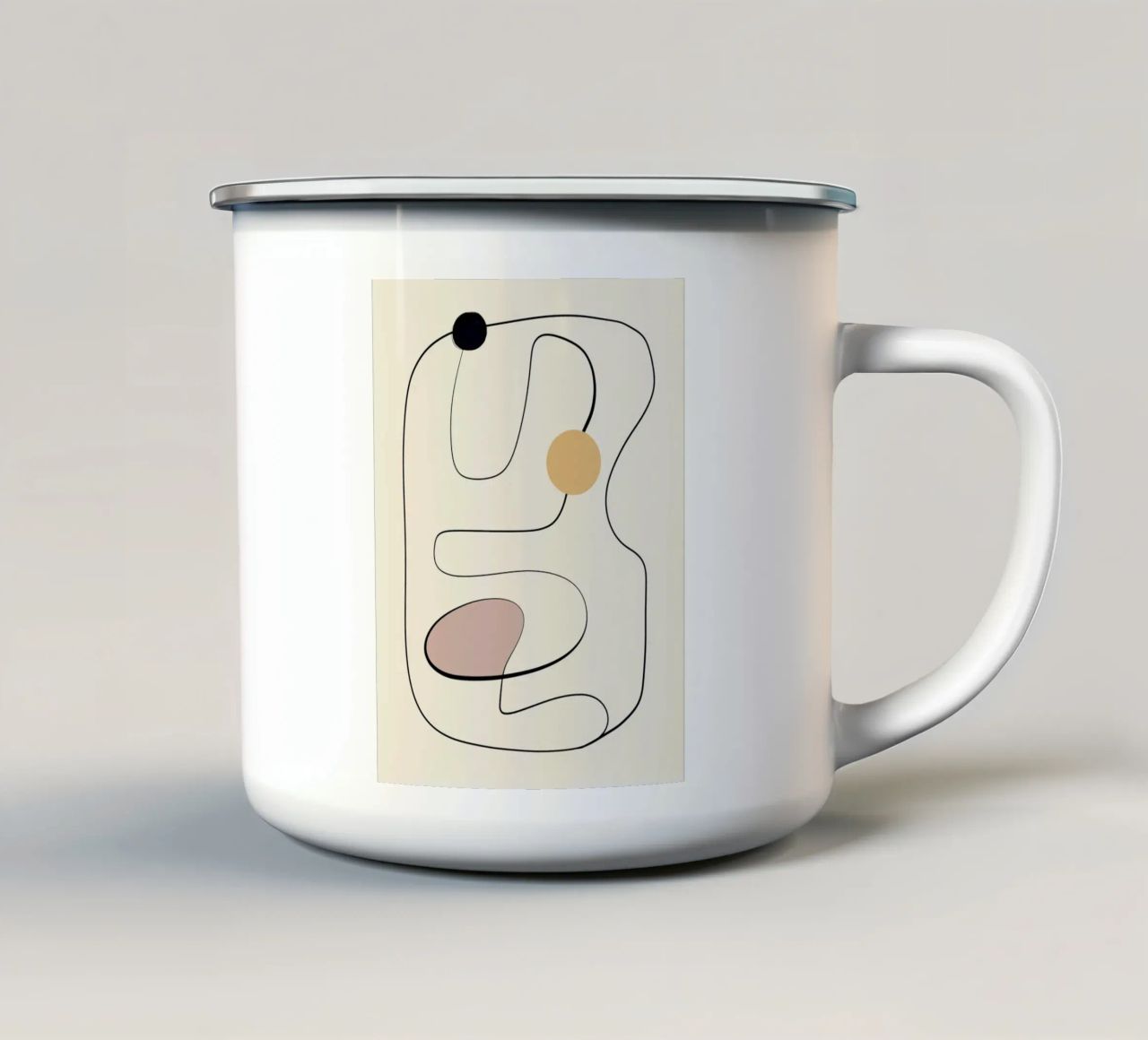 Minimal graceful line art abstract 21 enamel mug by Little Dean