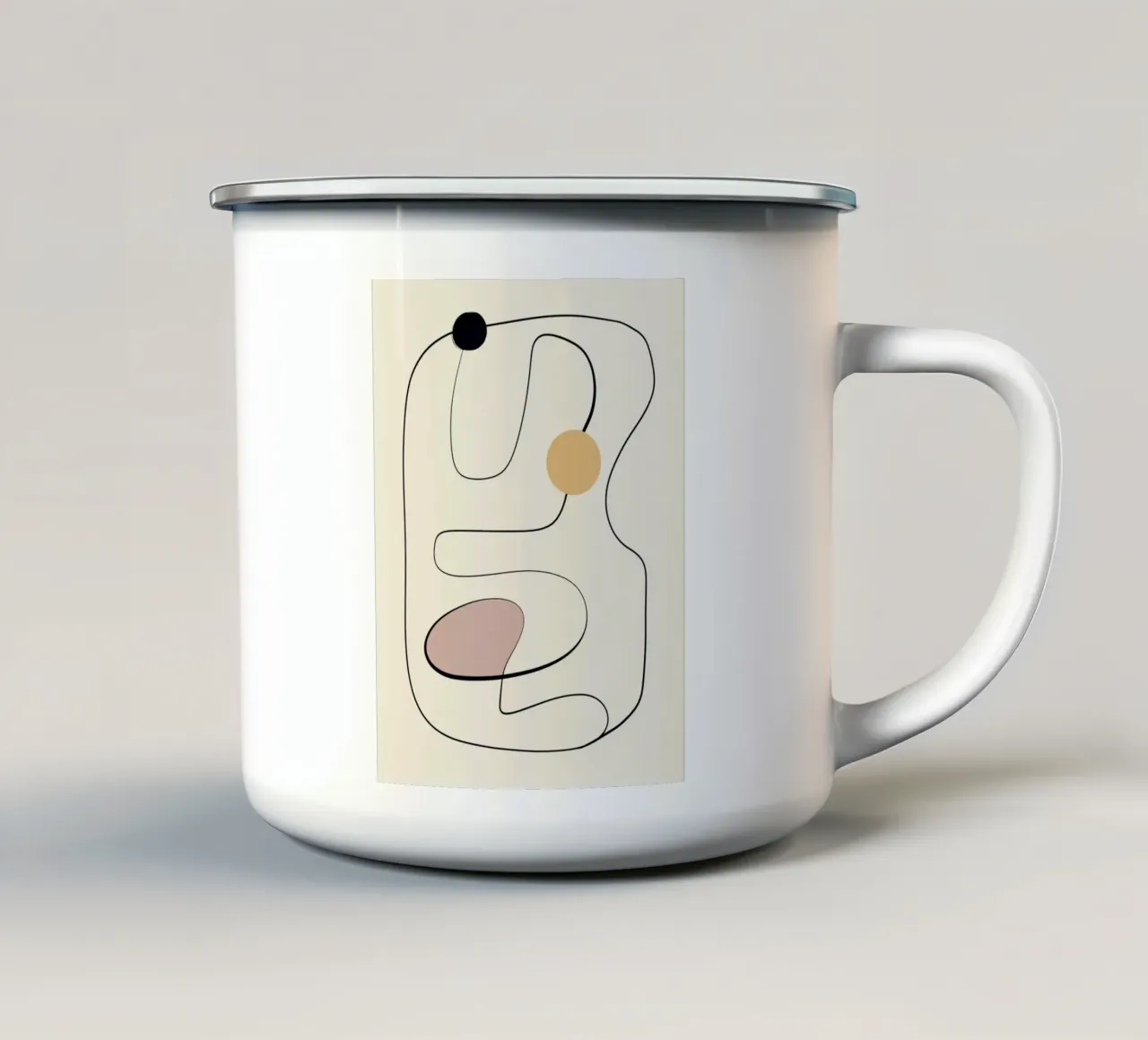 Minimal graceful line art abstract 21 enamel mug by Little Dean