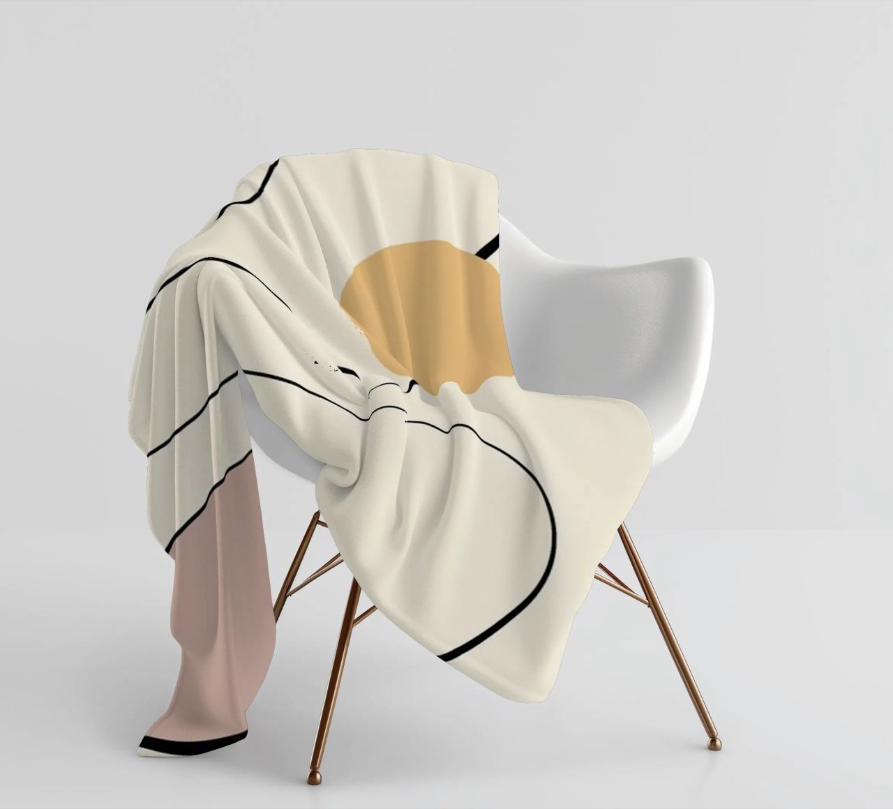 Minimal graceful line art abstract 21 fleece blanket by Little Dean