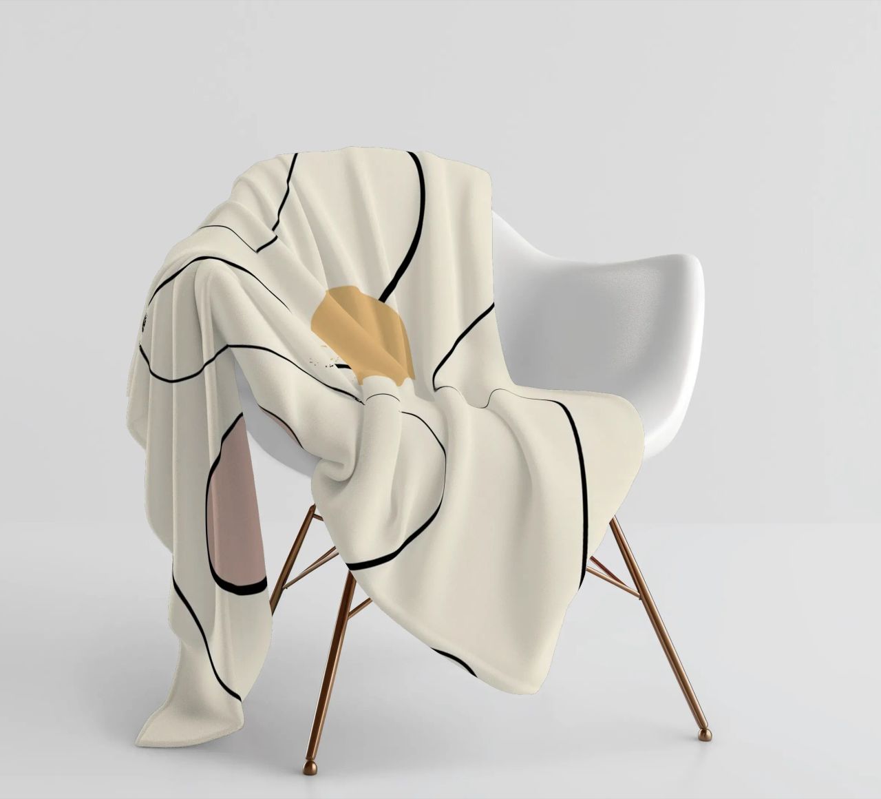 Minimal graceful line art abstract 21 fleece blanket by Little Dean