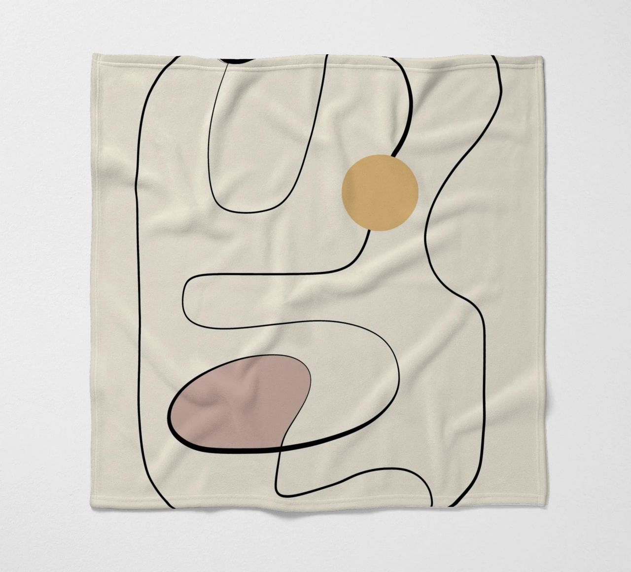 Minimal graceful line art abstract 21 fleece blanket by Little Dean