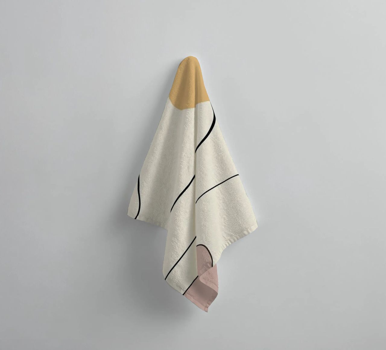 Minimal graceful line art abstract 21 towel by Little Dean