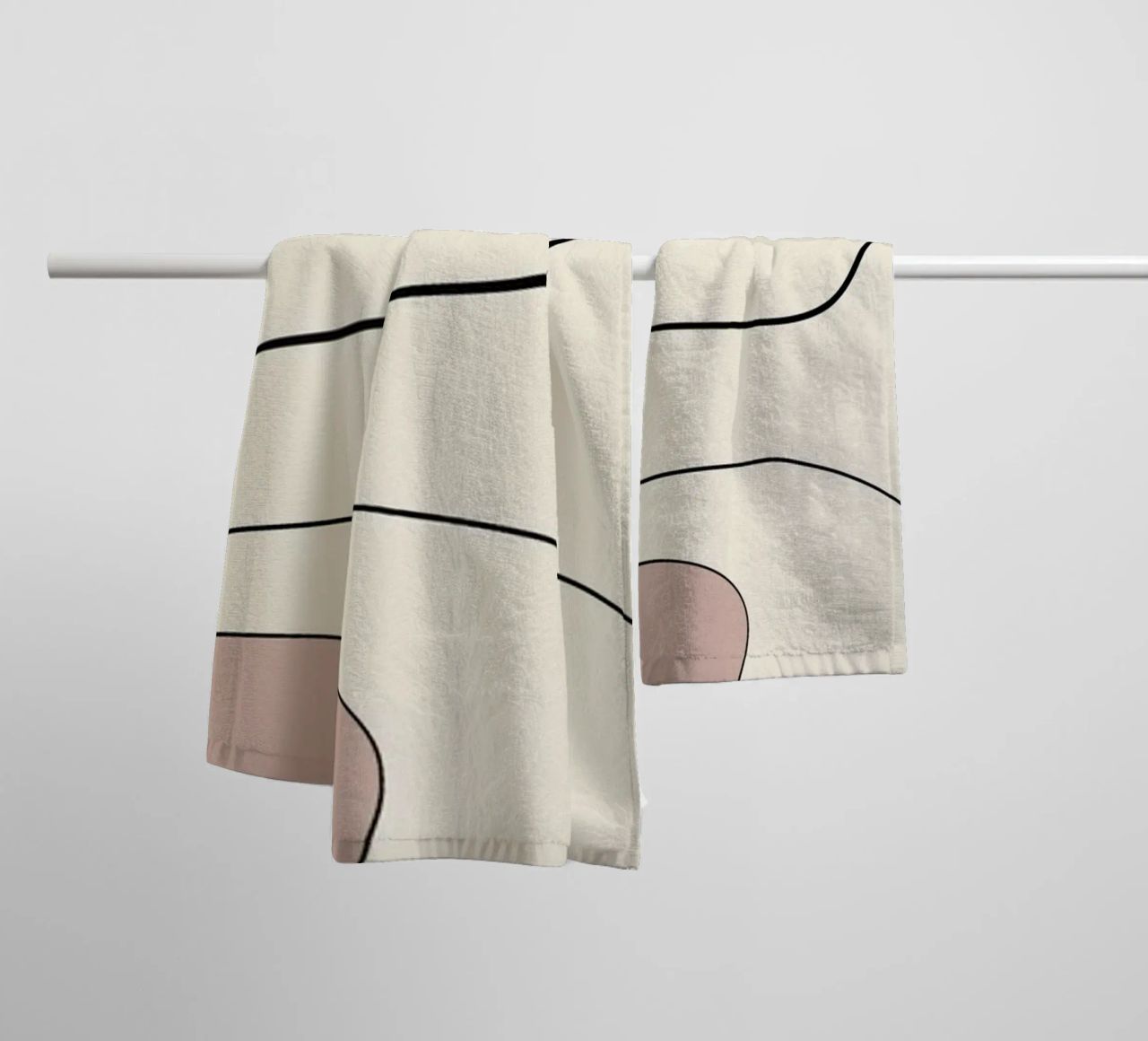Minimal graceful line art abstract 21 towel by Little Dean