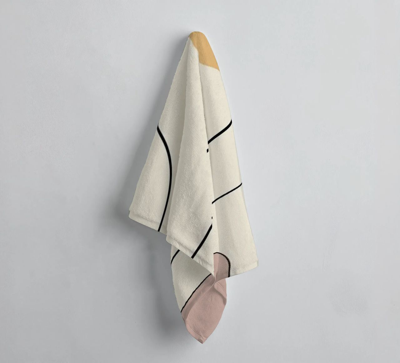 Minimal graceful line art abstract 21 towel by Little Dean