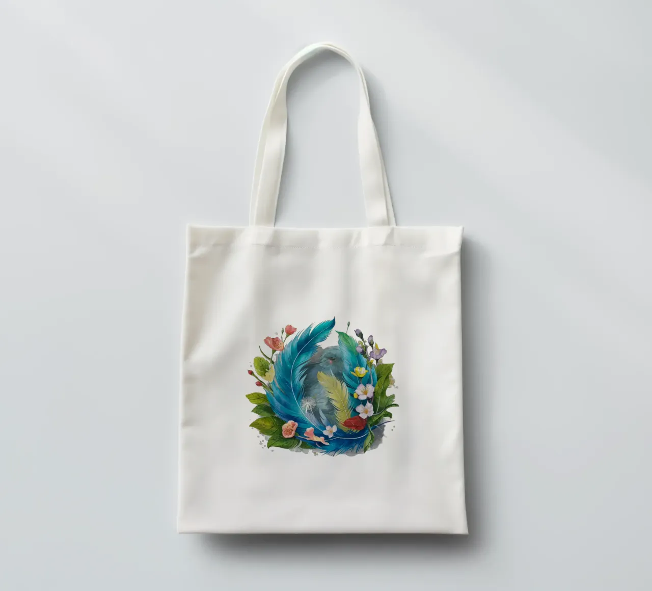Piume e fiori borsa in juta da dinem