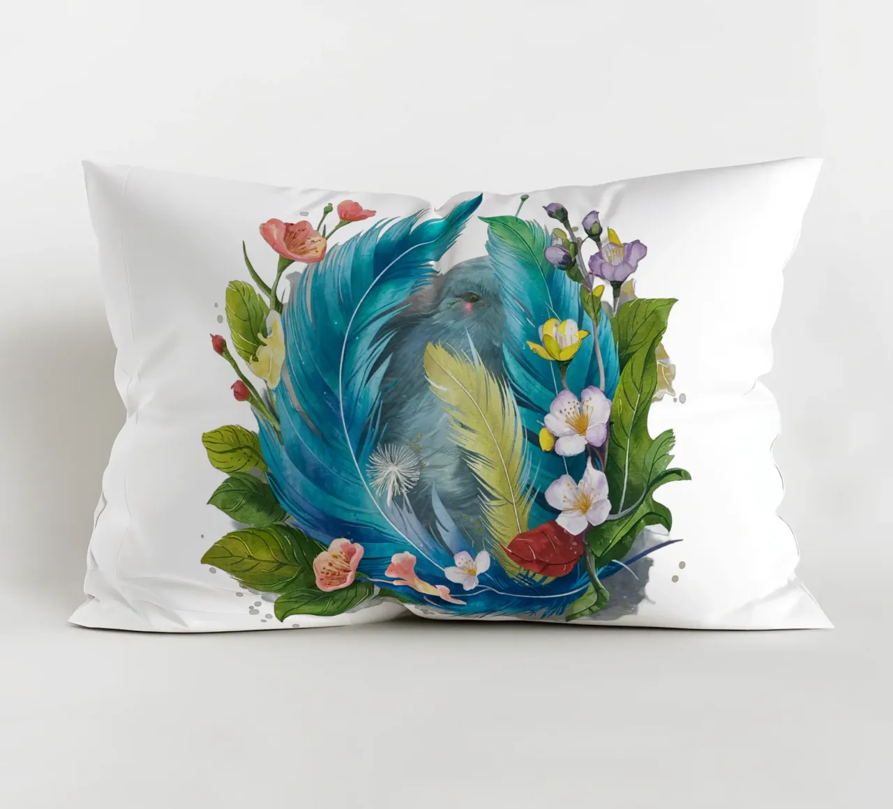 Piume e fiori cuscino da dinem