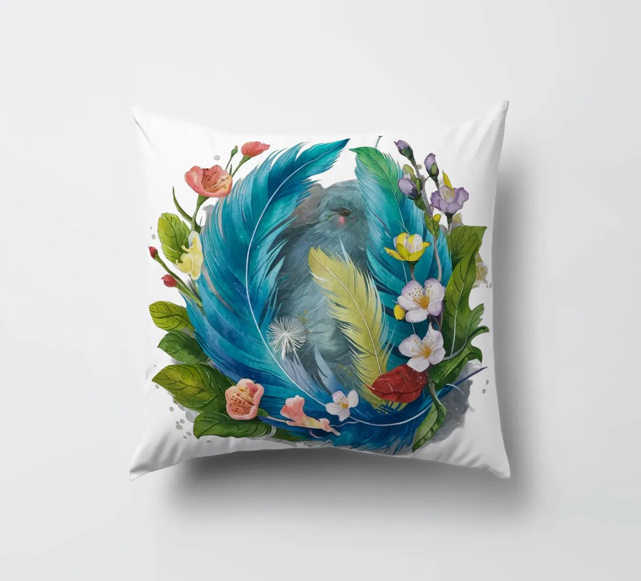 Piume e fiori cuscino da dinem