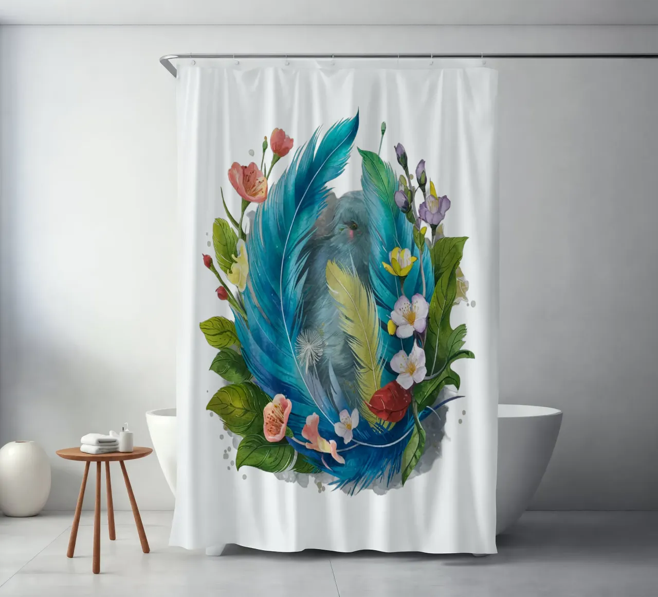 Piume e fiori tenda da doccia da dinem