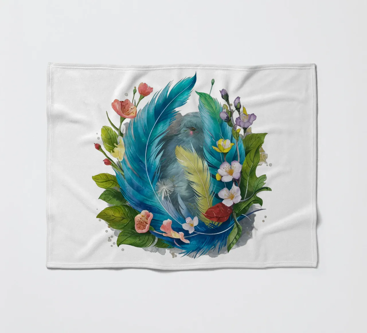 Piume e fiori coperta in pile da dinem