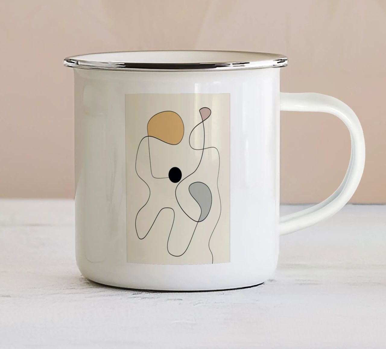 Minimal graceful line art abstract 20 #1 enamel mug by Little Dean