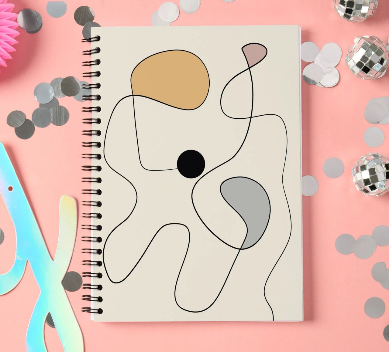 Minimal graceful line art abstract 20 #1 spiral notebook by Little Dean