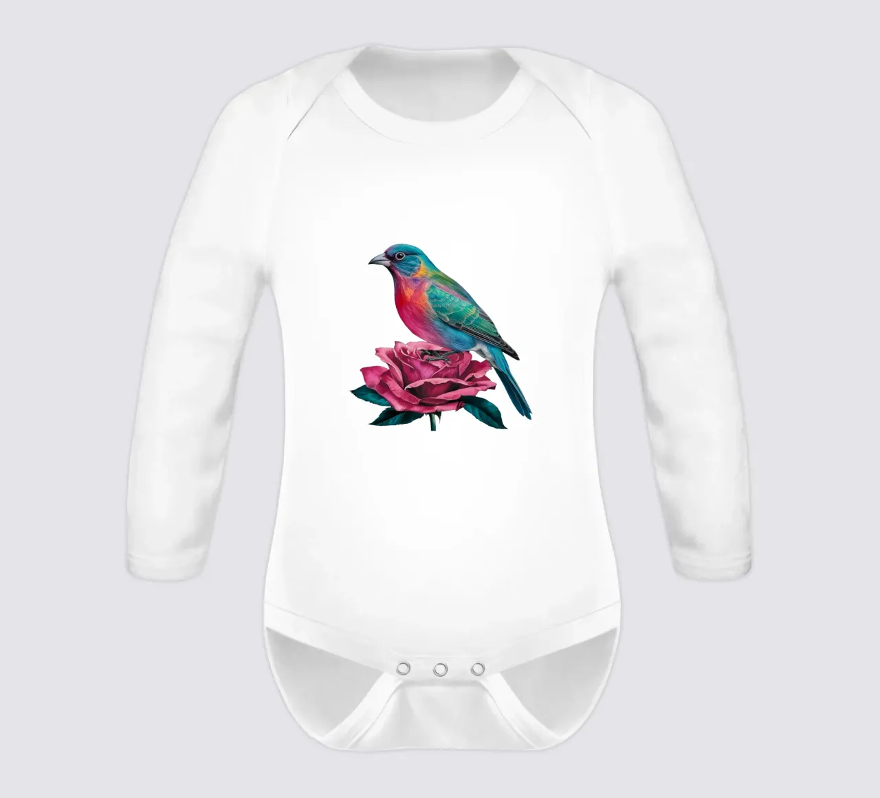 The bird and the rose long-sleeve baby romper by dinem