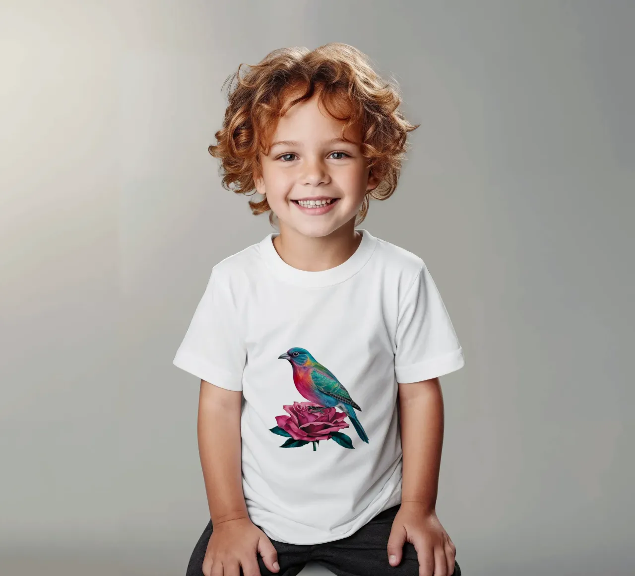 Der Vogel und die Rose Kinder T-Shirt von dinem