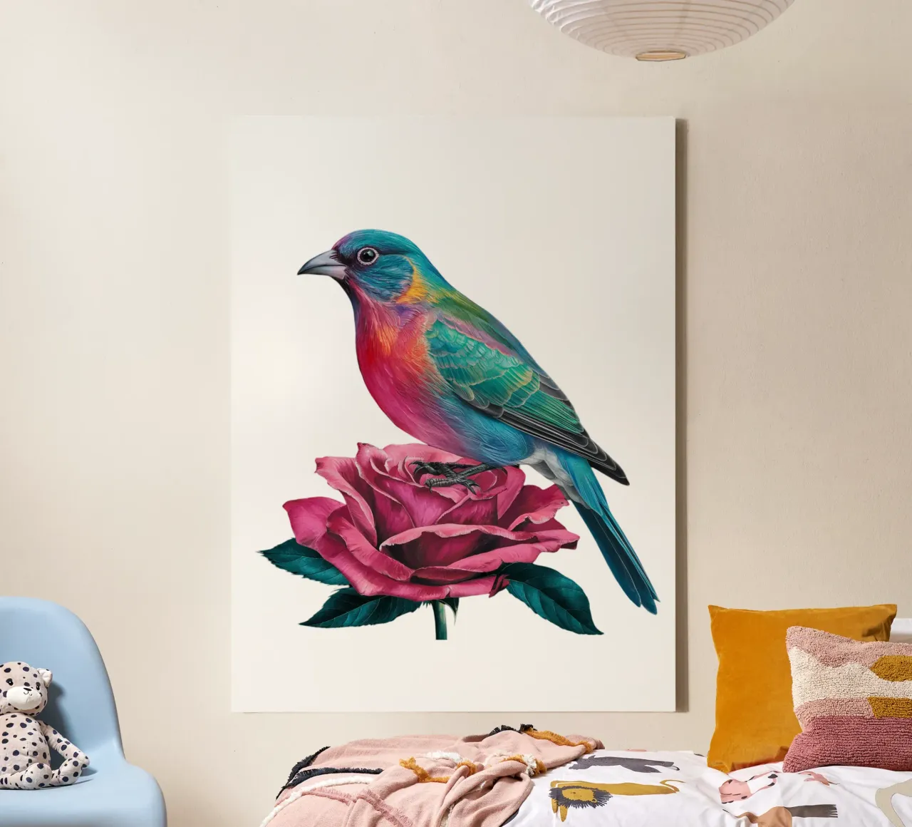 L'uccello e la rosa tela con Cornice a cassetta da dinem