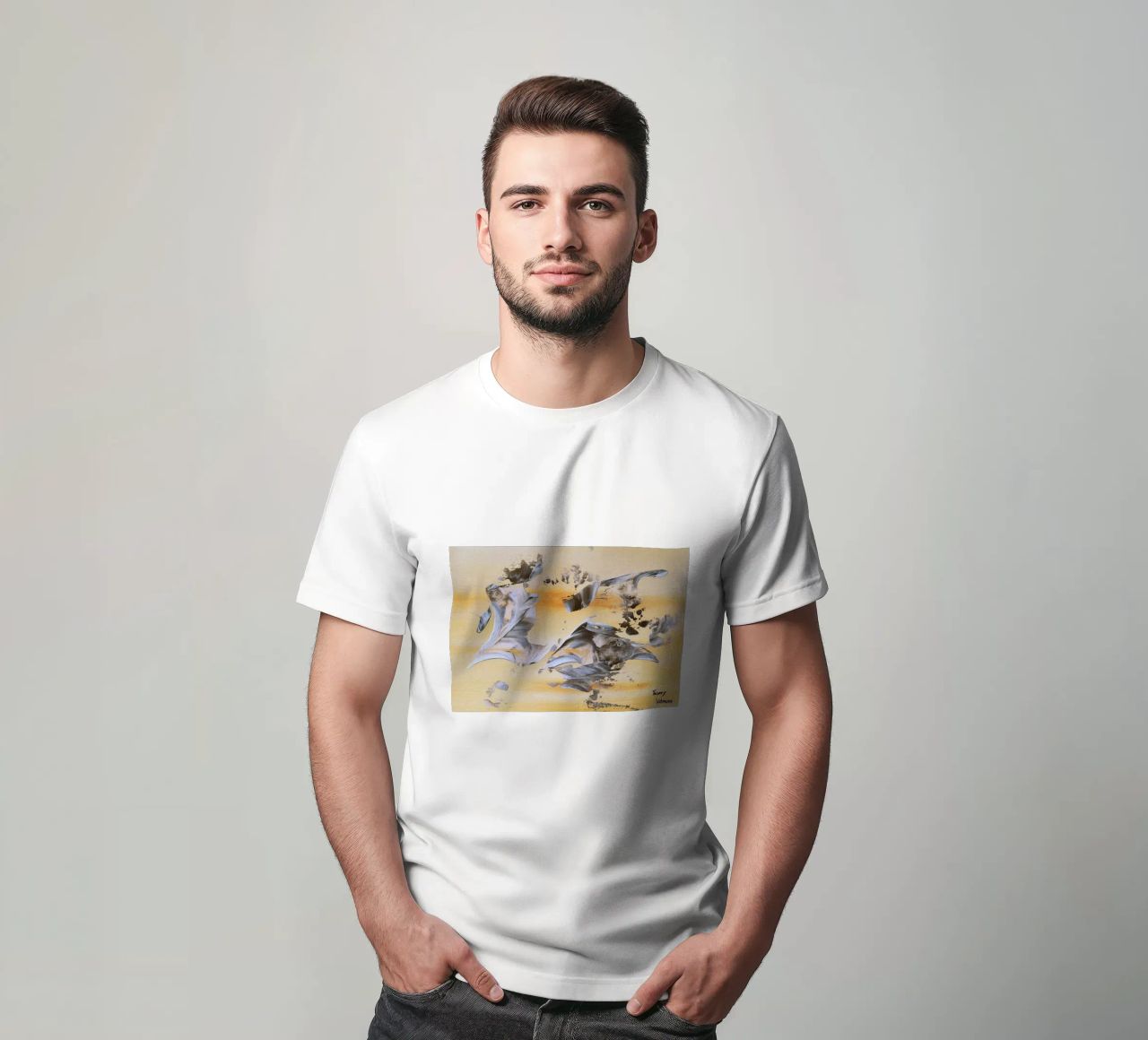 MESSAGE FROM THE HEART 14. t-shirt da Thierry Vobmann Abstract painting