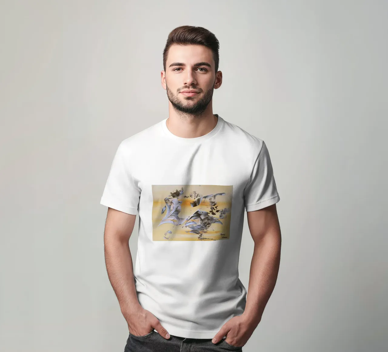 MESSAGE FROM THE HEART 14. T-Shirt von Thierry Vobmann Abstract painting