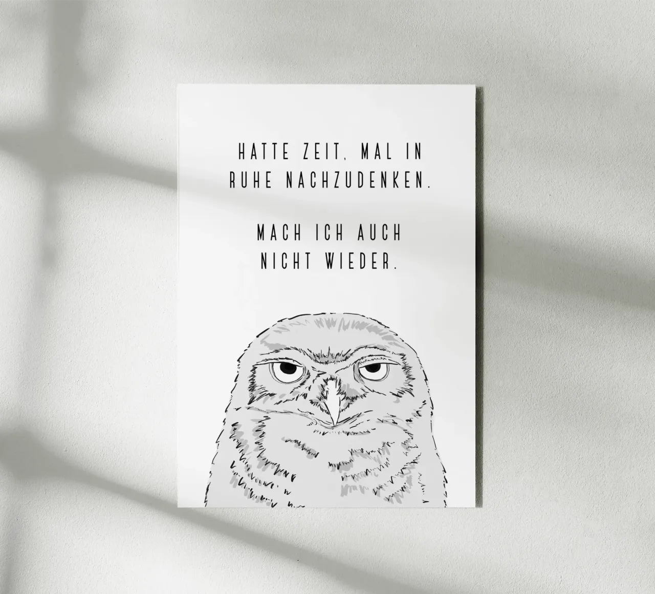 Mal nachgedacht - Grumpy owl alluminio dibond da BAINAI