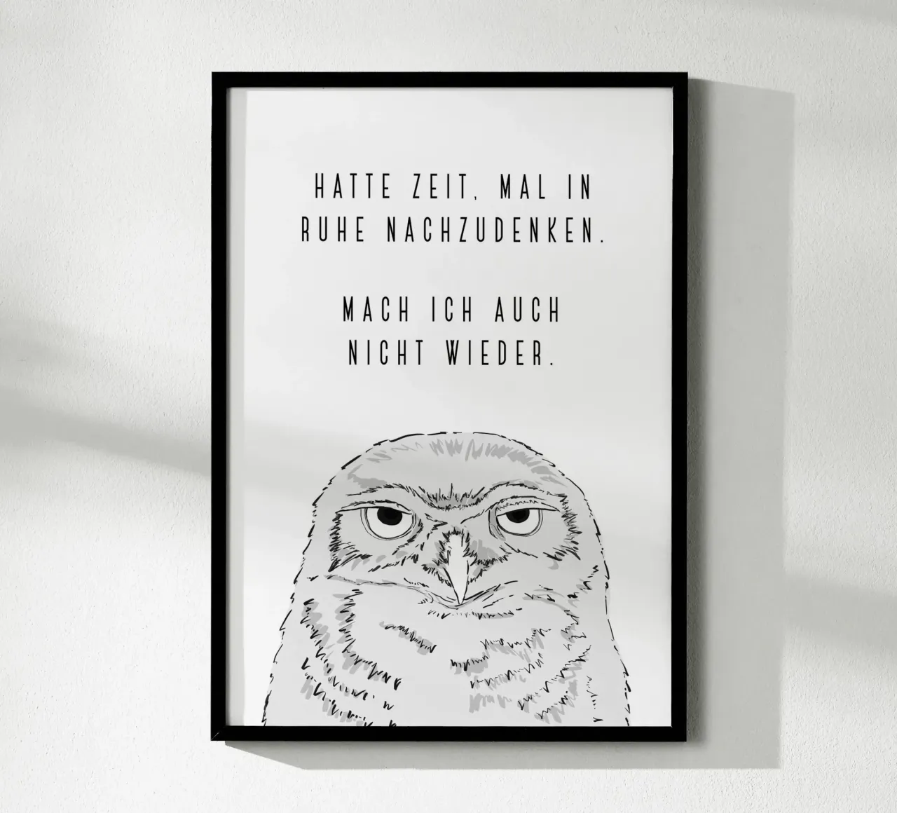 Mal nachgedacht - Grumpy owl carta hahnemühle da BAINAI
