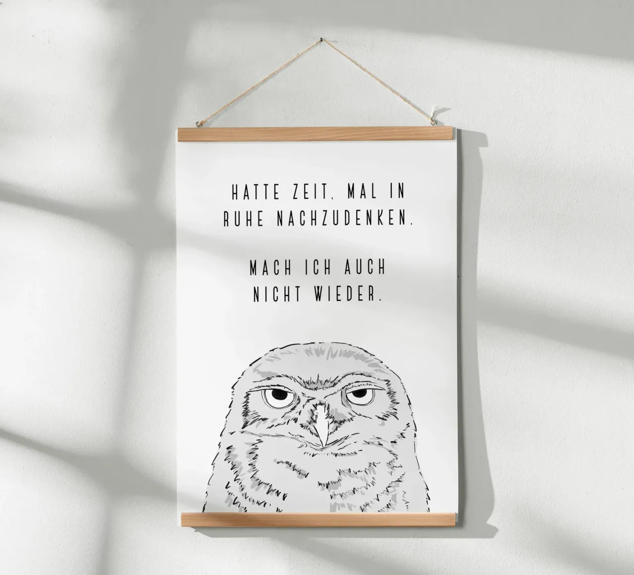 Mal nachgedacht - Grumpy owl carta hahnemühle da BAINAI