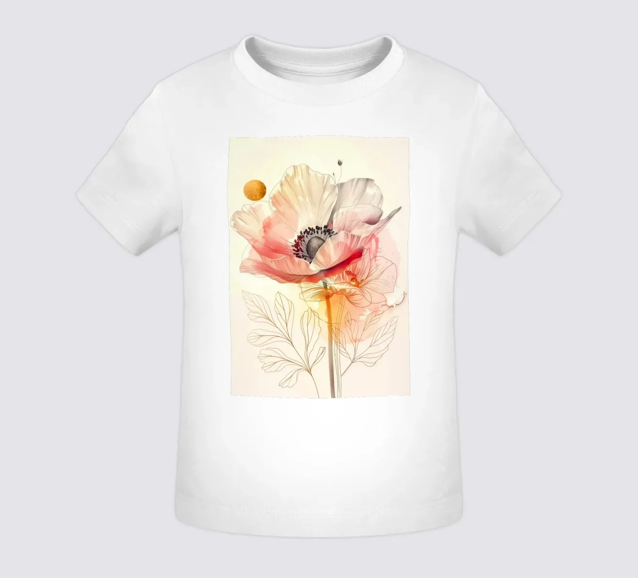 Poppy flower baby t-shirt by Justyna Jaszke JBJart