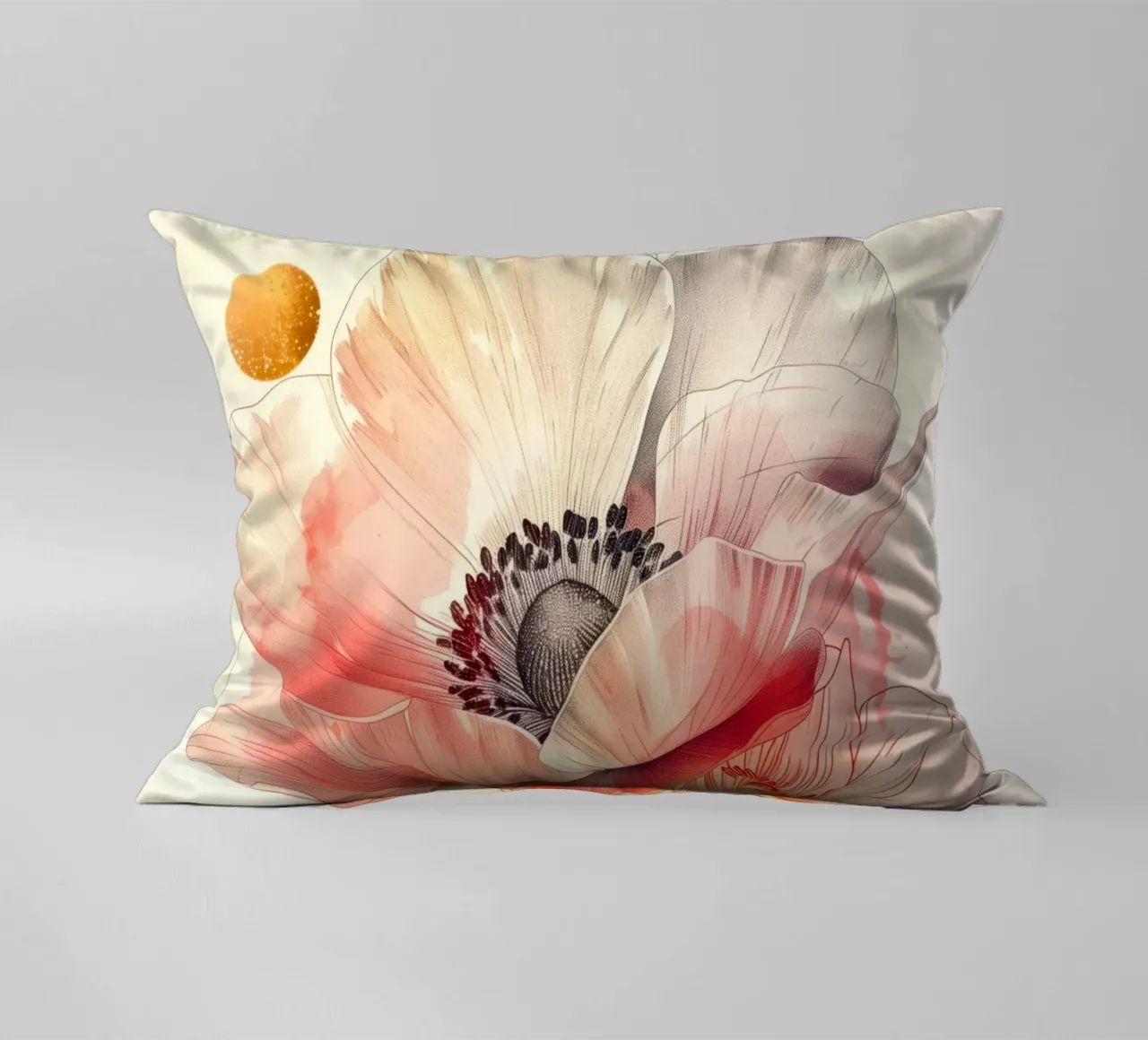 Poppy flower decorative cushion by Justyna Jaszke JBJart