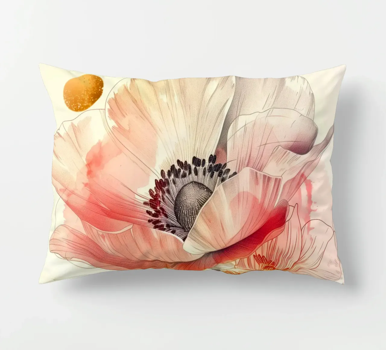 Poppy flower decorative cushion by Justyna Jaszke JBJart