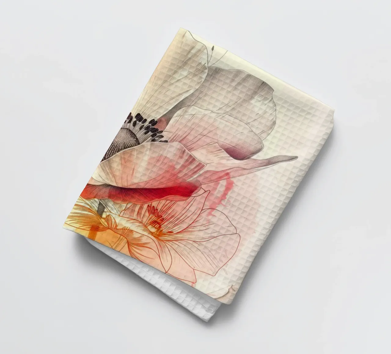 Poppy flower tea towel by Justyna Jaszke JBJart