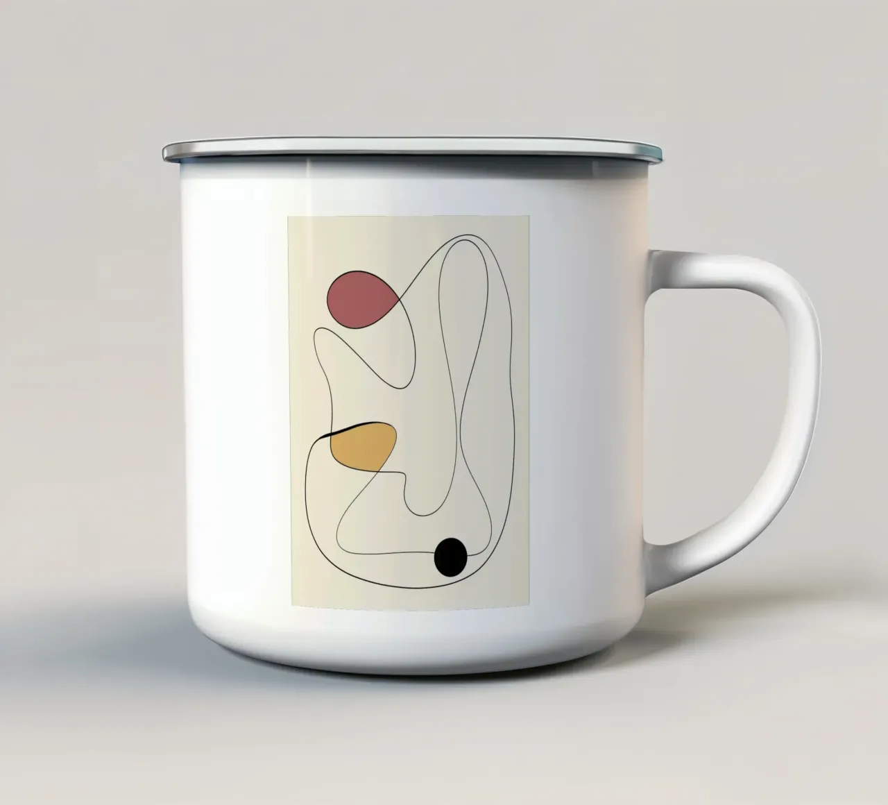 Minimal graceful line art abstract 20 tazza in smalto da Little Dean
