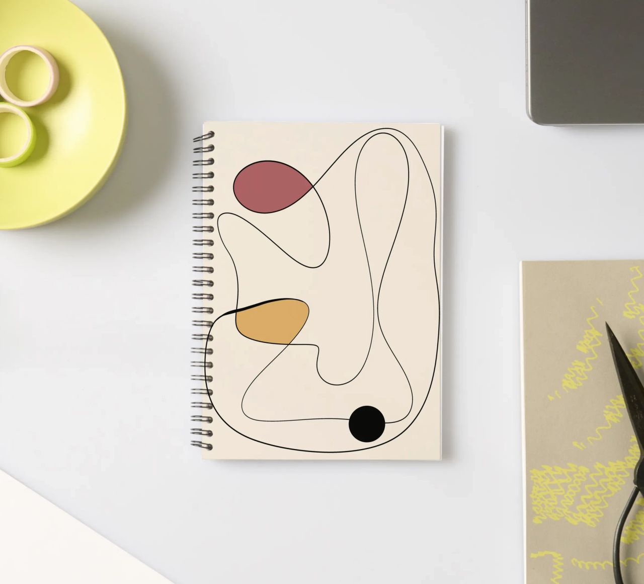 Minimal graceful line art abstract 20 spiral notebook by Little Dean