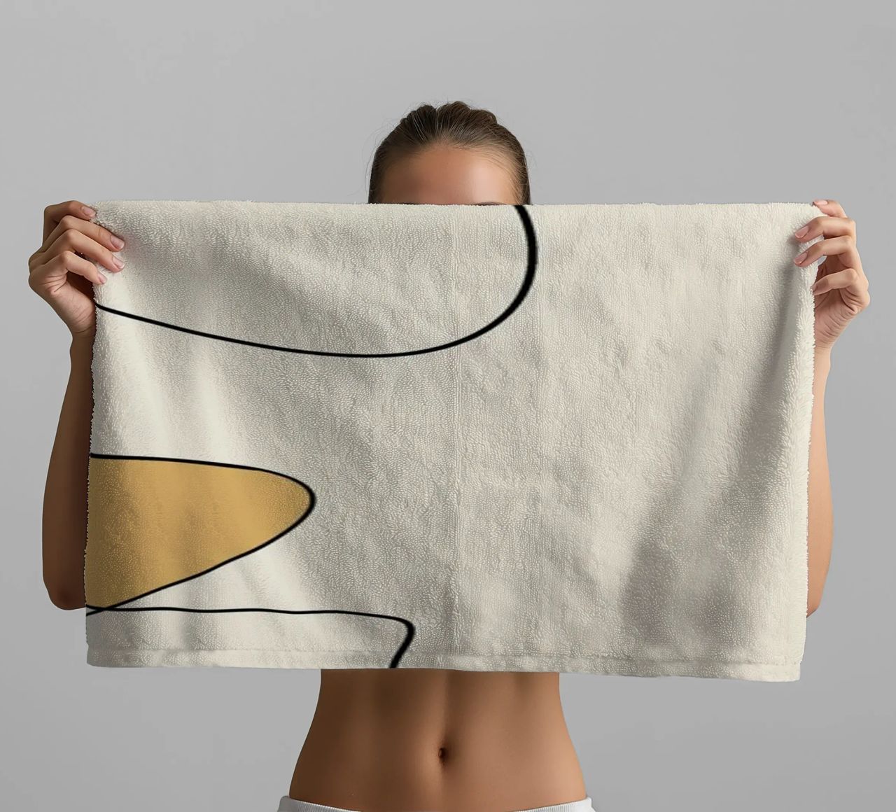 Minimal graceful line art abstract 20 towel by Little Dean