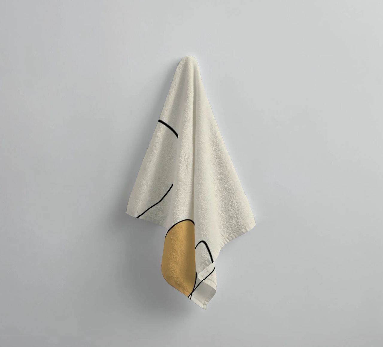 Minimal graceful line art abstract 20 towel by Little Dean