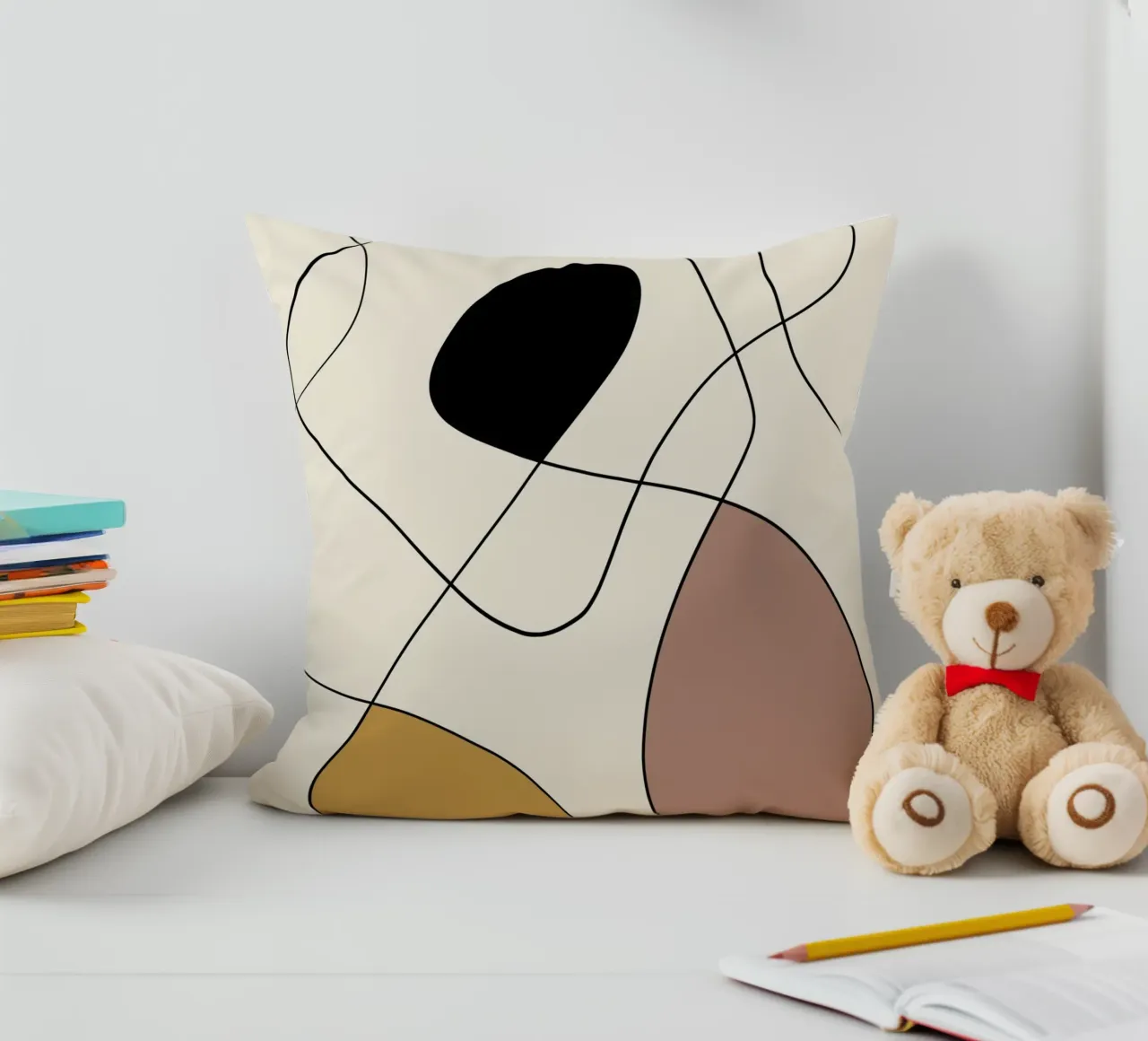 Minimal graceful line art abstract 19 cuscino da Little Dean