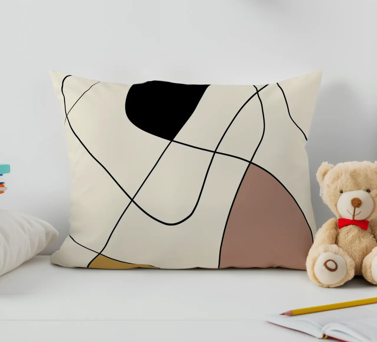 Minimale anmutige Linie Kunst abstrakt 19 Kissen von Little Dean