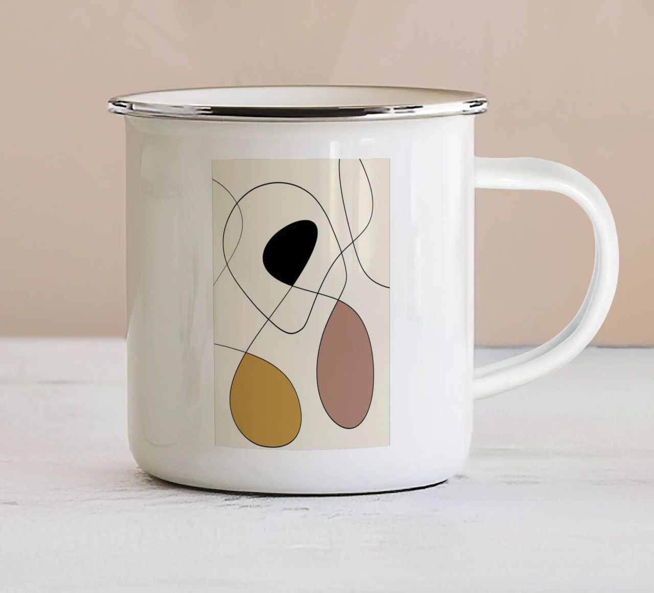 Minimal graceful line art abstract 19 tazza in smalto da Little Dean