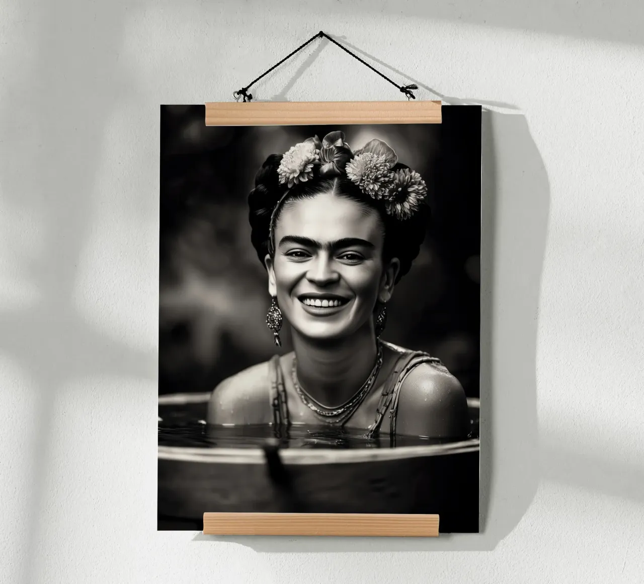 Frida Kahlo nella vasca da bagno | Digitale bianco e nero poster da Autofocus