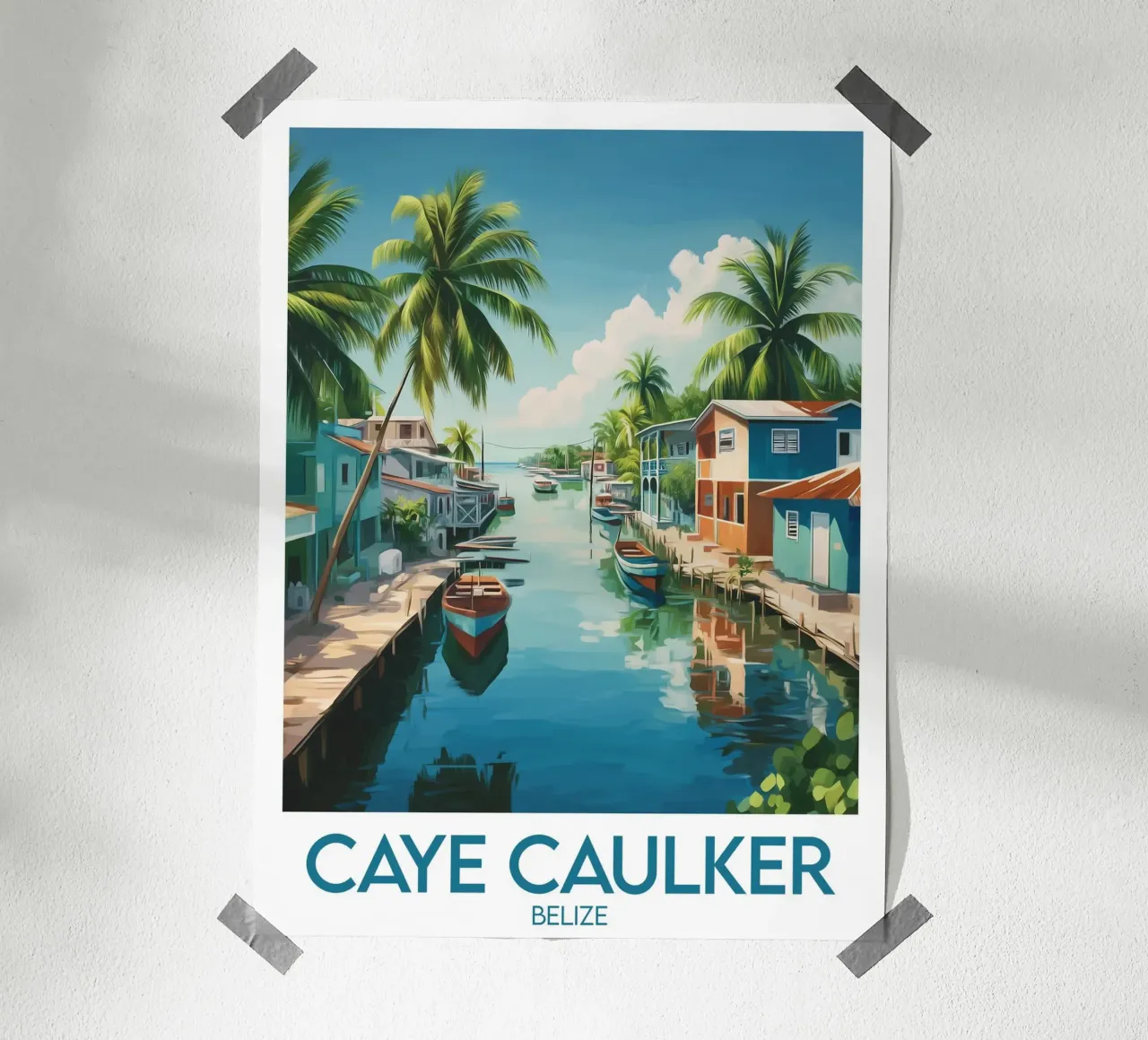 Affiche Caye Caulker poster con telaio in alluminio da Frame the World