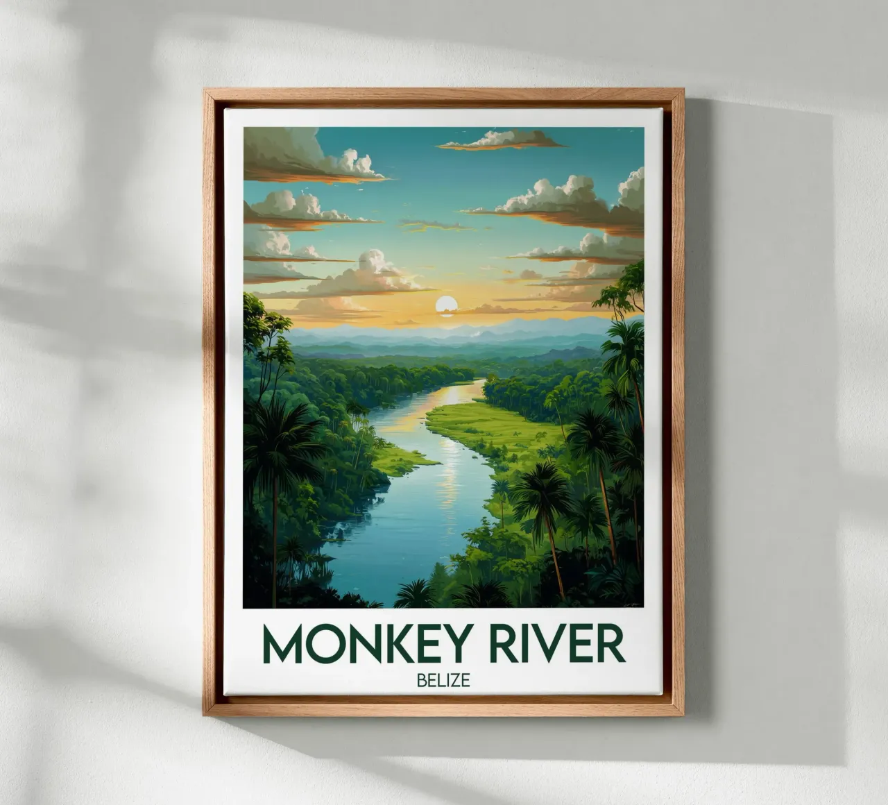 Affiche Monkey River tela con Cornice a cassetta da Frame the World