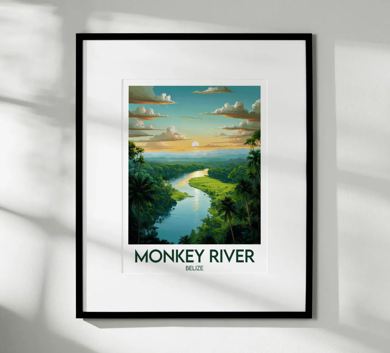 Affiche Monkey River poster con telaio in legno da Frame the World