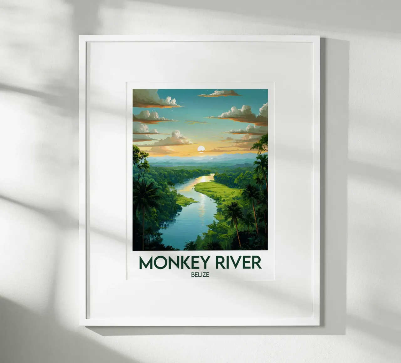 Affiche Monkey River poster con telaio in legno da Frame the World