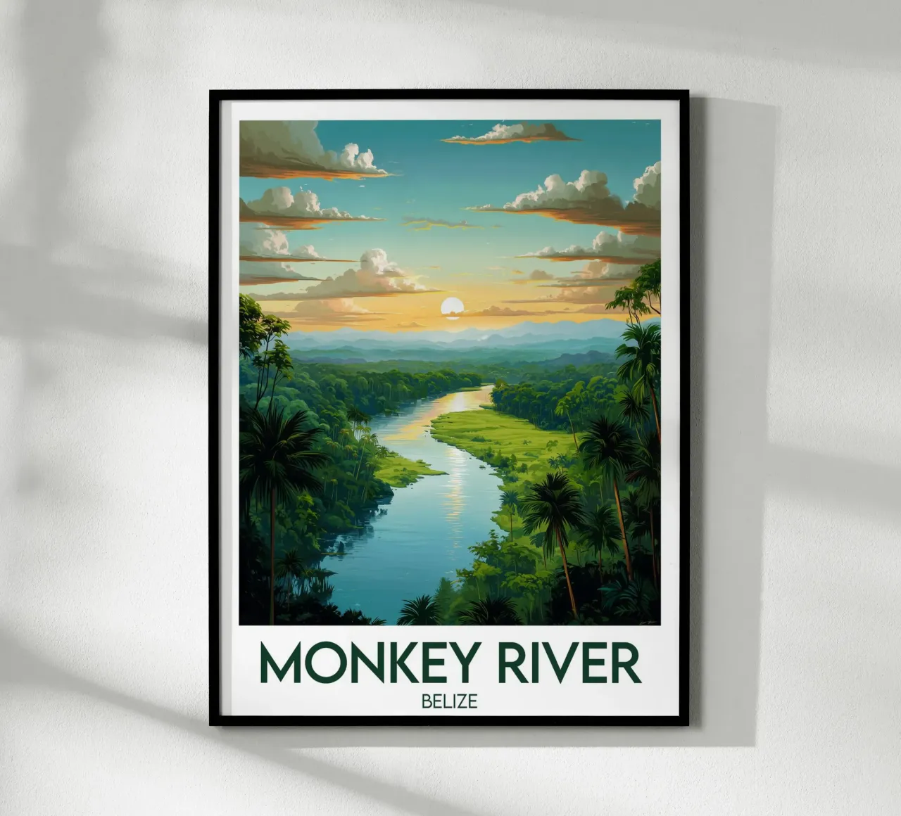 Affiche Monkey River poster con telaio in legno da Frame the World