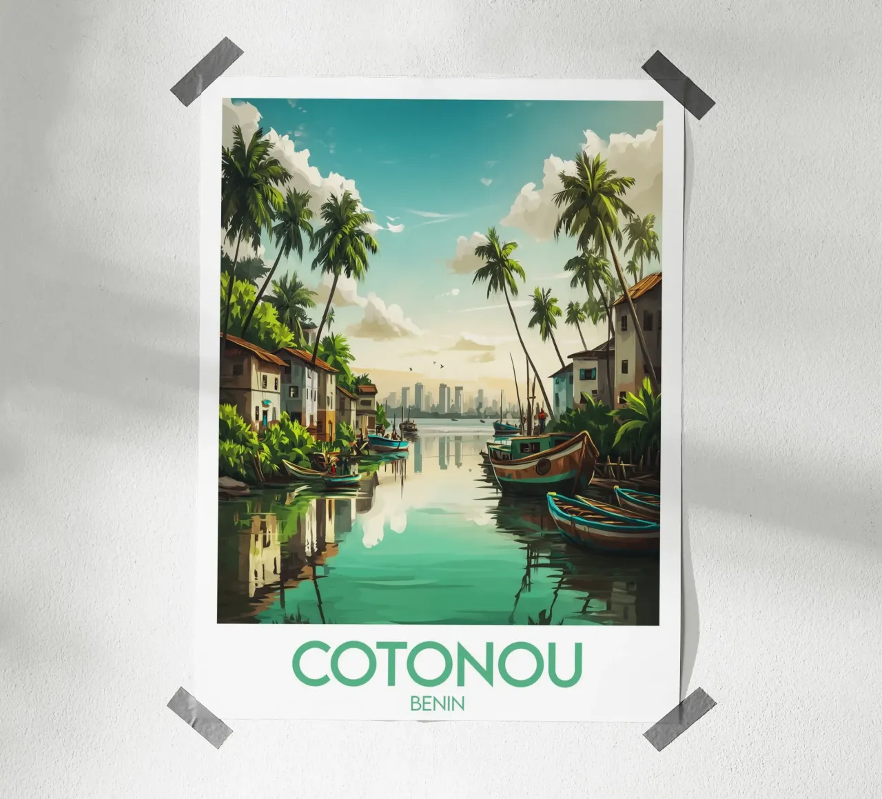 Affiche Cotonou poster con telaio in legno da Frame the World