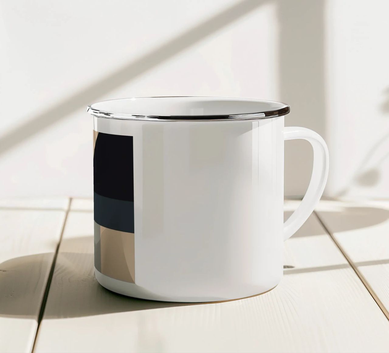 Minimal Muted color geometrical nordic art enamel mug by Little Dean