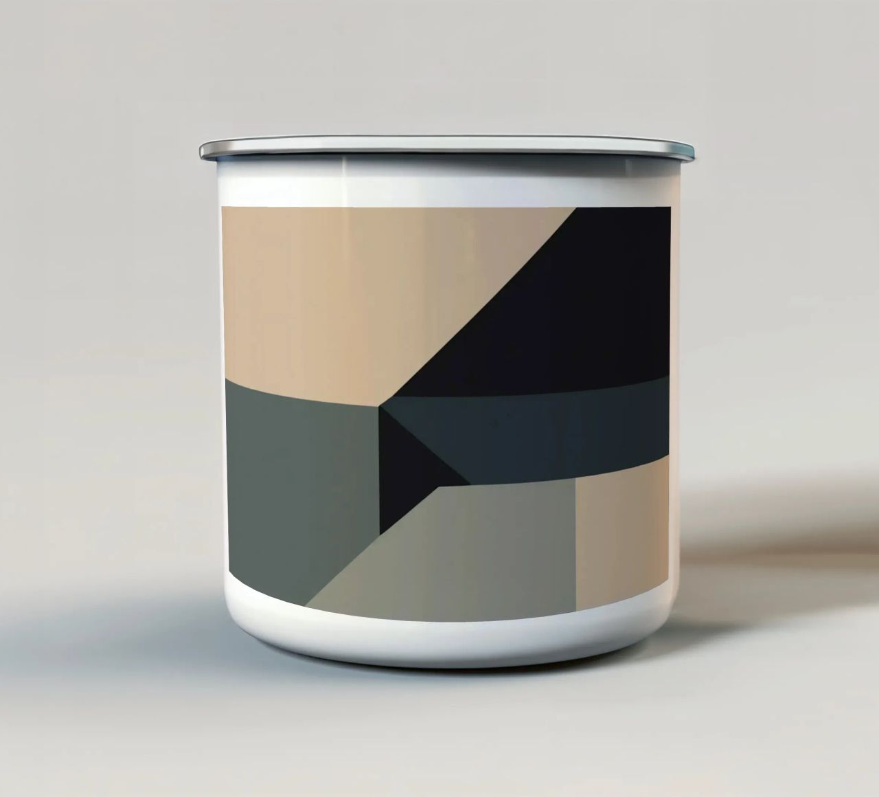 Minimal Muted color geometrical nordic art enamel mug by Little Dean