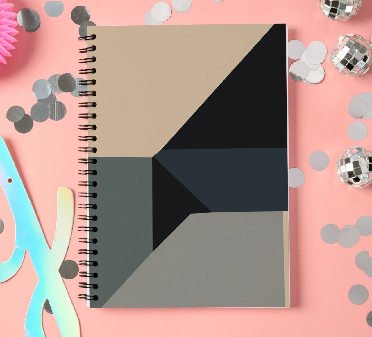 Minimal Muted color geometrical nordic art spiral notebook by Little Dean
