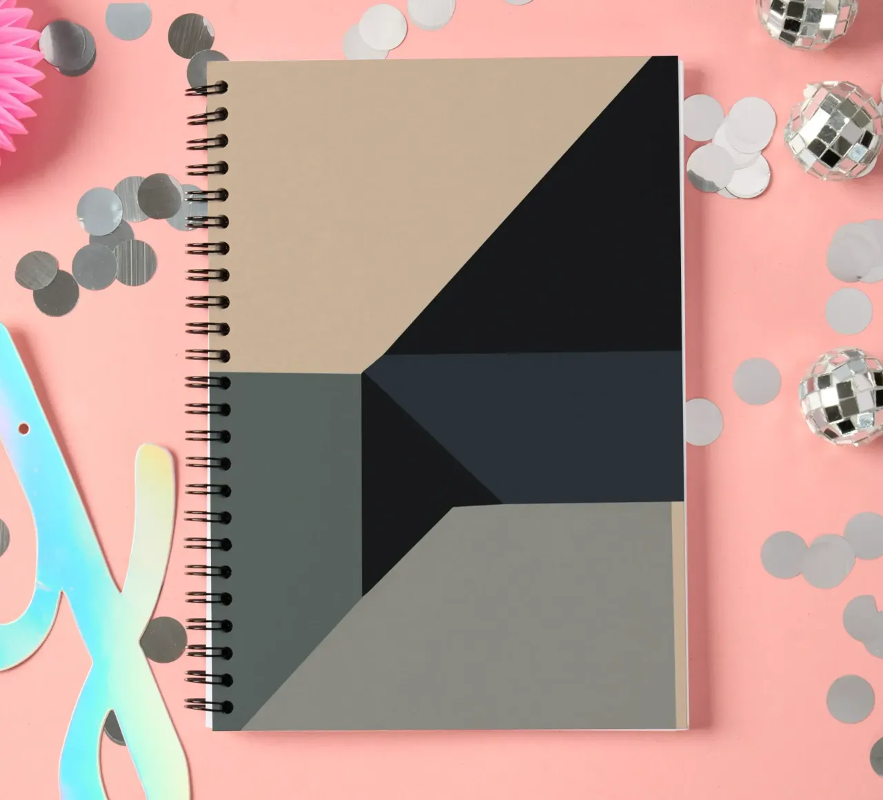 Minimal Gedempte kleuren geometrische nordic art notitieboek met spiraal van Little Dean
