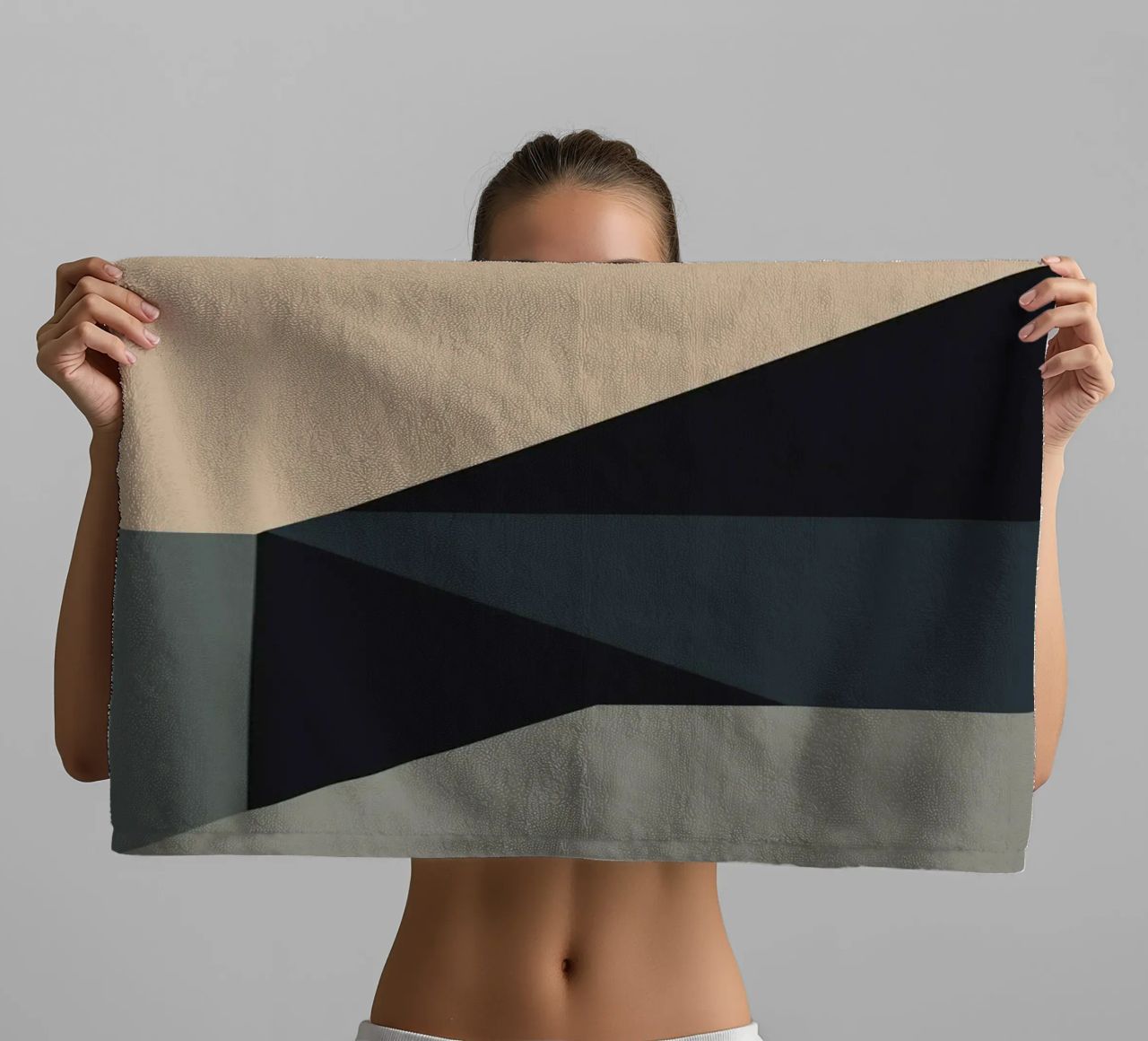 Minimal Muted color geometrical nordic art towel by Little Dean