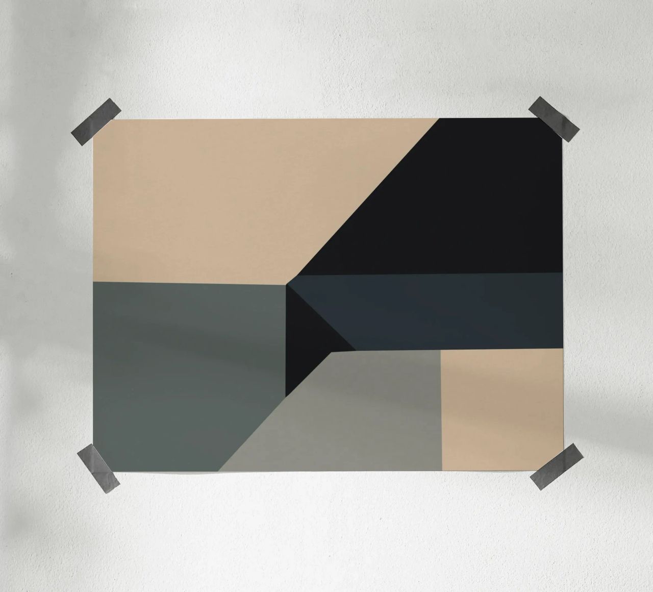Minimal Muted color geometrical nordic art poster by Little Dean