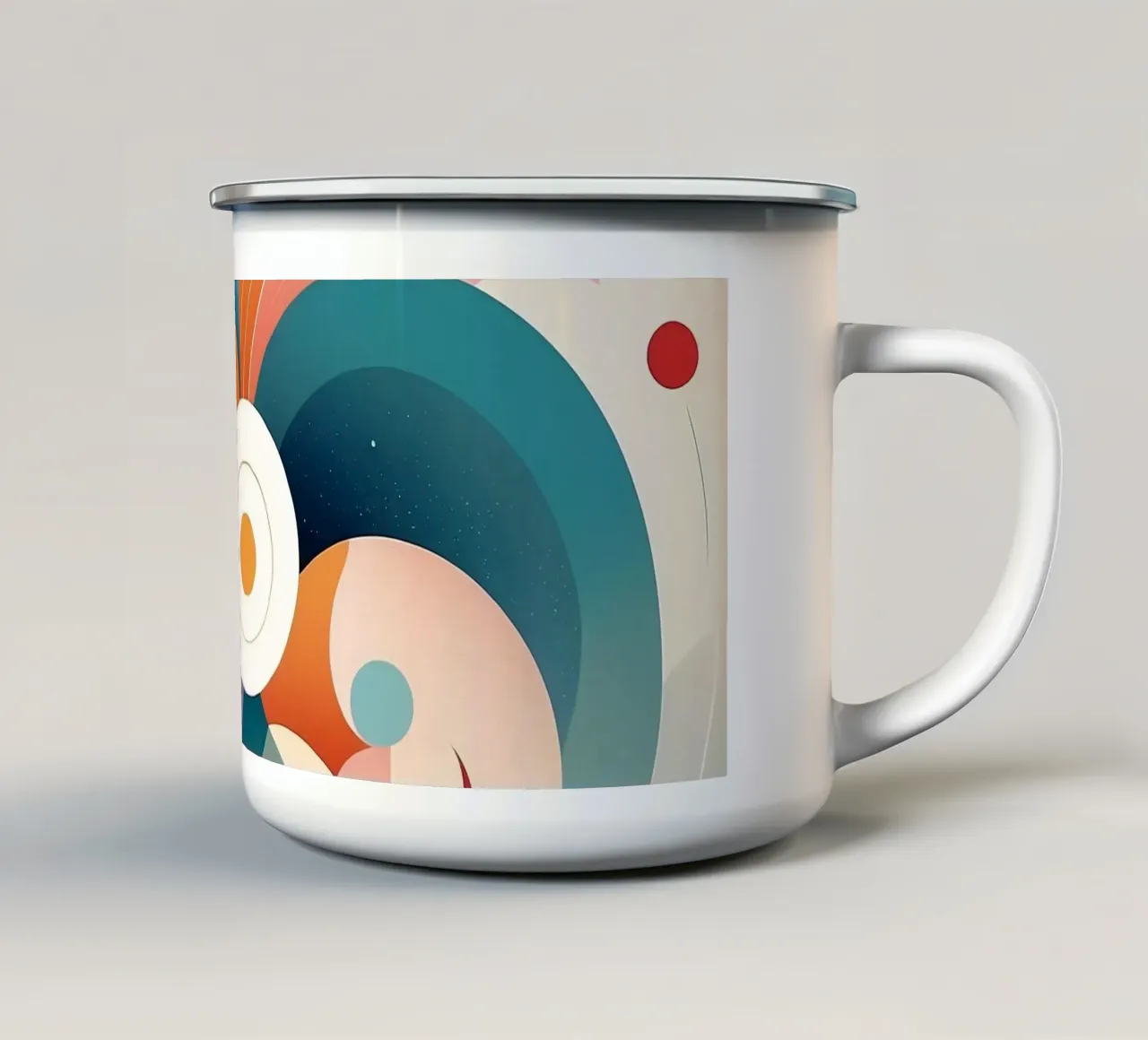 Kleurrijk abstract ontwerp met wervelende vormen emaille mok van DesignDoodle