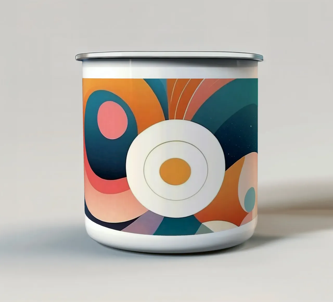 Kleurrijk abstract ontwerp met wervelende vormen emaille mok van DesignDoodle