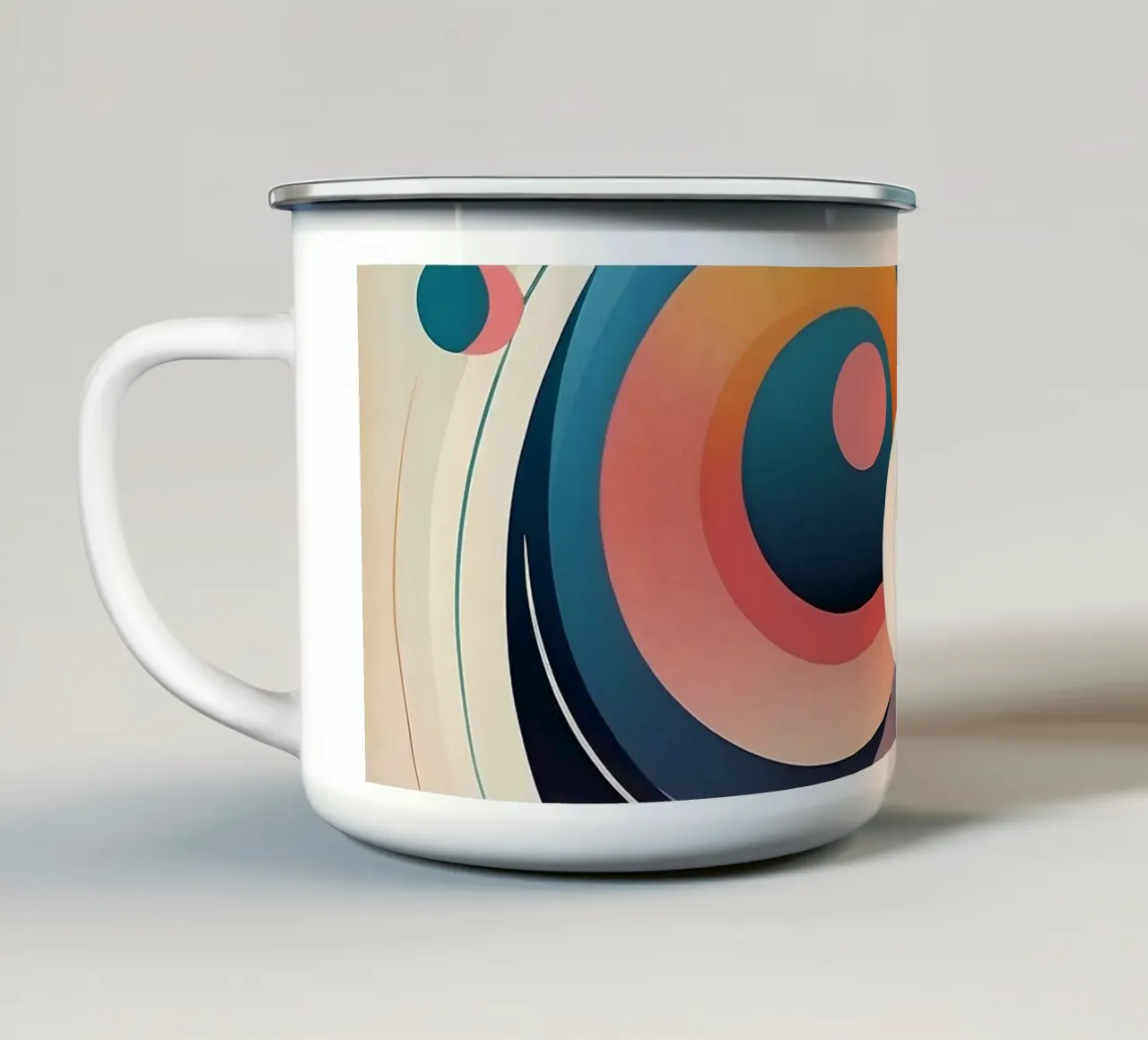 Kleurrijk abstract ontwerp met wervelende vormen emaille mok van DesignDoodle